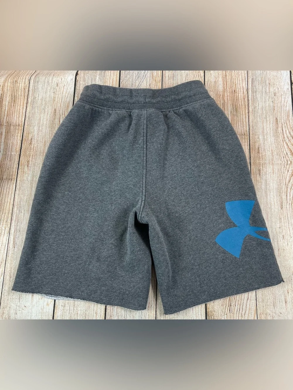 Mens Under Armour Rival Fleece Shorts Grey Blue Size Medium Loose